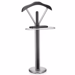 Valet de chambre FABIO chevalet de nuit portant pour vêtements structure en métal laqué et finition en MDF décor noir mat
