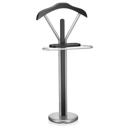 Valet de chambre FABIO chevalet de nuit portant pour vêtements structure en métal laqué et finition en MDF décor noir mat