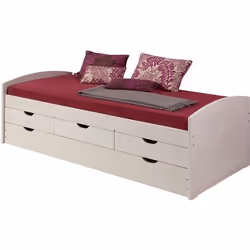 Lit gigogne rangements 90 x 200 cm lasuré blanc