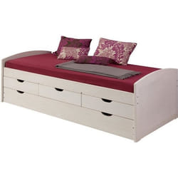 Lit gigogne rangements 90 x 200 cm lasuré blanc