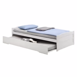 Lit gigogne LORENA 1 personne tiroir lit fonctionnel 90 x 200 cm pin massif lasuré blanc