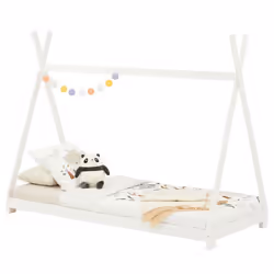 Lit montessori tipi ELIN 90 x 190 cm lit cabane enfant en pin massif lasuré blanc