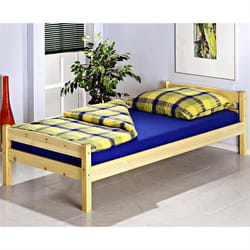 Lit simple lit enfant lit adulte cadre de lit BORIS 90 x 200 cm pin vernis naturel