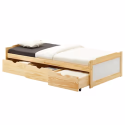 Lit fonctionnel MIA avec rangements 3 tiroirs 90 x 190 cm en pin massif naturel