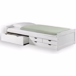 Lit fonctionnel rangements 90x200cm blanc