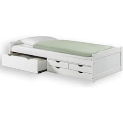 Lit fonctionnel rangements 90x200cm blanc