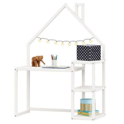 Bureau enfant NIVIA en forme de maison en pin massif bureau chambre enfant bois en pin massif blanc