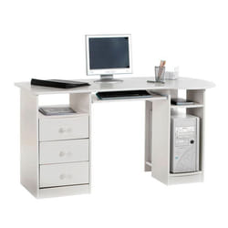 Bureau multi rangements BOB en pin massif lasuré blanc