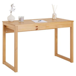 Bureau en bois avec 2 tiroirs NOAH design scandinave en pin massif coloris naturel
