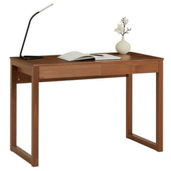 Bureau en bois avec 2 tiroirs NOAH design scandinave en pin massif coloris châtaignier