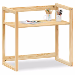 Bureau enfant SUZA réglable en hauteur 80 x 76 x 48 cm en bois massif Bureau chambre enfant 4 niveaux de hauteur Coloris natu ...