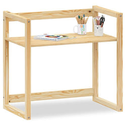 Bureau enfant SUZA réglable en hauteur 80 x 76 x 48 cm en bois massif Bureau chambre enfant 4 niveaux de hauteur Coloris naturel