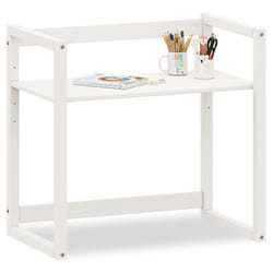 Bureau enfant SUZA réglable en hauteur 80 x 76 x 48 cm bois de pin massif Bureau chambre enfant 4 niveaux de hauteur Blanc