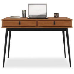 Bureau WANDA avec 2 tiroirs en pin massif Bureau en bois Coloris châtaignier et noir