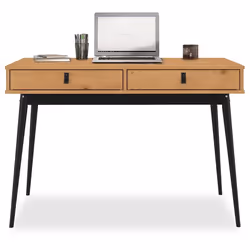 Bureau WANDA avec 2 tiroirs en pin massif Bureau en bois Coloris chêne et noir