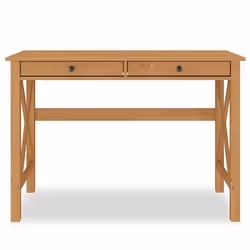 Bureau en bois ADRIAN L 110 cm avec deux tiroirs en bois massif coloris chêne avec rangement élégant et pratique