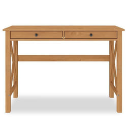 Bureau en bois ADRIAN L 110 cm avec deux tiroirs en bois massif coloris chêne avec rangement élégant et pratique