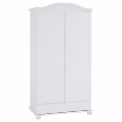 Armoire BERGEN dressing pour vêtements avec 2 portes penderie 1 tringle et 1 étagère et 1 tiroir en pin massif lasuré blanc