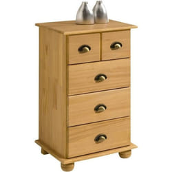 Commode COLMAR chiffonnier apothicaire rangement avec 4 tiroirs en pin massif finition teintée/cirée