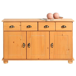 Buffet salle à manger COLMAR en bois massif L 116 cm avec 3 portes battantes et 2 tiroirs spacieux coloris teinté