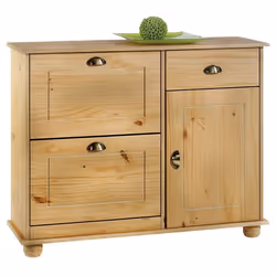 Meuble à chaussures COLMAR armoire rangement avec 2 abattants 1 tiroir et 1 porte avec 1 étagère en pin massif finition cirée
