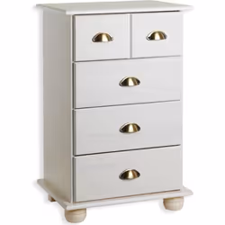 Commode COLMAR chiffonnier apothicaire rangement avec 4 tiroirs en pin massif lasuré blanc