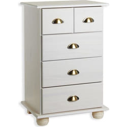 Commode COLMAR chiffonnier apothicaire rangement avec 4 tiroirs en pin massif lasuré blanc