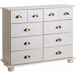 Commode COLMAR chiffonnier apothicaire rangement avec 8 tiroirs en pin massif lasuré blanc