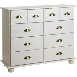 Commode COLMAR chiffonnier apothicaire rangement avec 8 tiroirs en pin massif lasuré blanc