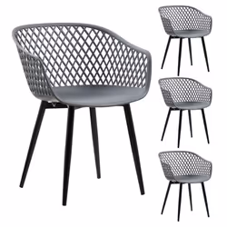 Lot de 4 chaises de salle à manger ou cuisine MADEIRA en plastique gris anthracite