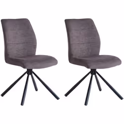 Chaises de salle à manger TAURUS - IDIMEX - Lot de 2 - Assise rembourrée - Design moderne - Tissu brun