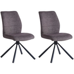 Chaises de salle à manger TAURUS - IDIMEX - Lot de 2 - Assise rembourrée - Design moderne - Tissu brun