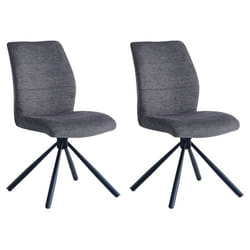 Lot de 2 chaises de salle à manger TAURUS en tissu gris avec assise rembourrée et rotative à 360° et pieds en métal