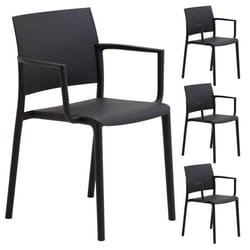 Lot de 4 chaises de jardin TERRA noir pour extérieur et terrasse avec protection résitance aux UV
