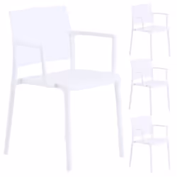 Lot de 4 chaises de jardin TERRA blanc pour extérieur et terrasse avec protection résitance aux UV