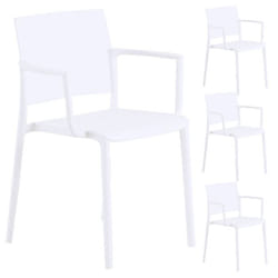 Lot de 4 chaises de jardin TERRA blanc pour extérieur et terrasse avec protection résitance aux UV