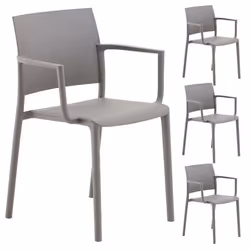 Lot de 4 chaises de jardin TERRA gris pour extérieur et terrasse avec protection résitance aux UV