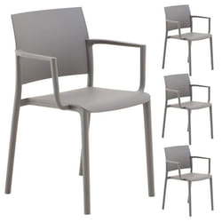 Lot de 4 chaises de jardin TERRA gris pour extérieur et terrasse avec protection résitance aux UV