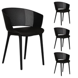 Chaise dextérieur - IDIMEX - Lot de 4 chaises de jardin OLINDO en plastique noir - Résistantes aux UV