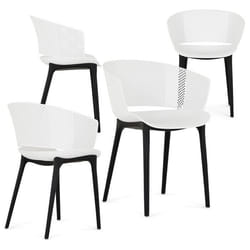 lot de 4 chaises de jardin OLINDO blanc chaise dextérieur pour terrasse avec protection anti-UV