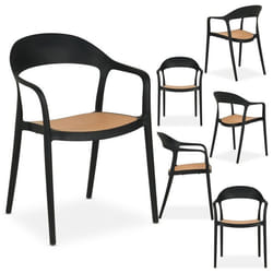 Lot de 6 Chaises de jardin LAVANDA noir empilables 53 x 56 x 81 cm résistantes aux intempéries et aux UV