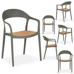 Lot de 6 Chaises de jardin LAVANDA gris empilables 53 x 56 x 81 cm résistantes aux intempéries et aux UV