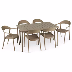 Ensemble table et chaises de jardin LAVANDA coloris champagne empilables résistantes aux intempéries et aux UV