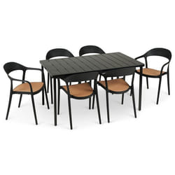 Ensemble table et chaises de jardin LAVANDA noir empilables résistantes aux intempéries et aux UV