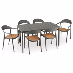Ensemble table et chaises de jardin LAVANDA gris empilables résistantes aux intempéries et aux UV