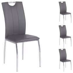 Lot de 4 chaises APOLLO assise synthétique gris