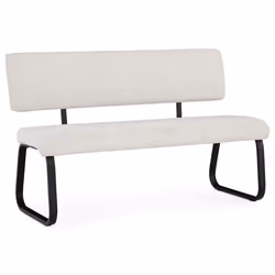 Banc dentrée VILAS siège avec 3 places banquette au piètement chromé revêtement en tissu coloris blanc crème