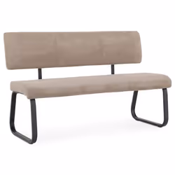Banc dentrée VILAS siège avec 3 places banquette au piètement chromé revêtement en tissu coloris marron clair