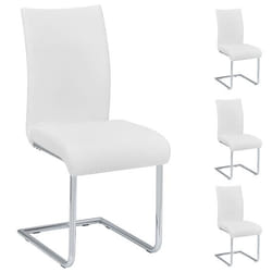 Lot de 4 chaises de salle à manger ALADINO piètement chromé revêtement synthétique blanc
