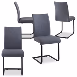 Lot de 4 chaises ALADINO pour salle à manger ou cuisine en tissu gris au design moderne avec assise rembourrée